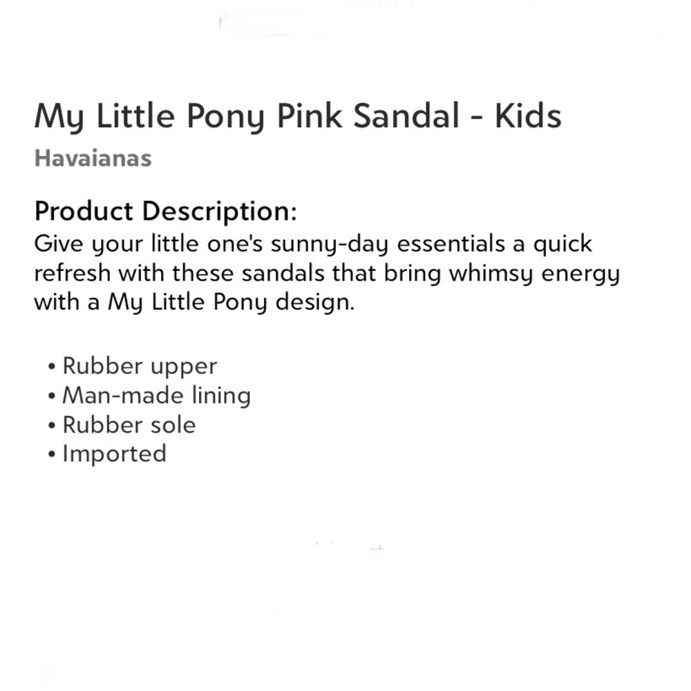 Havanianas My Little Pony Pink Sandal Youth Girl’s Size 3/4 New (READ ALL) - Picture 5 of 5